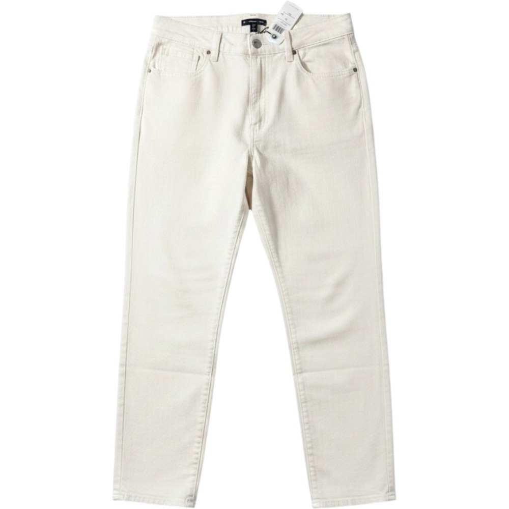 Eileen Fisher Better Denim Straight Ankle Pants Off White Organic Cotton 12 NEW